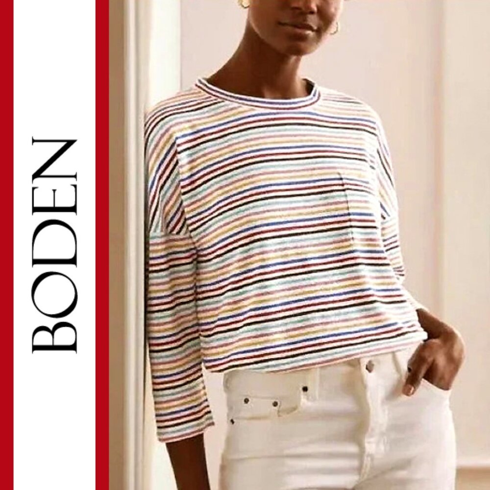 Boden | 'Ottilie' Linen Jersey Striped Top